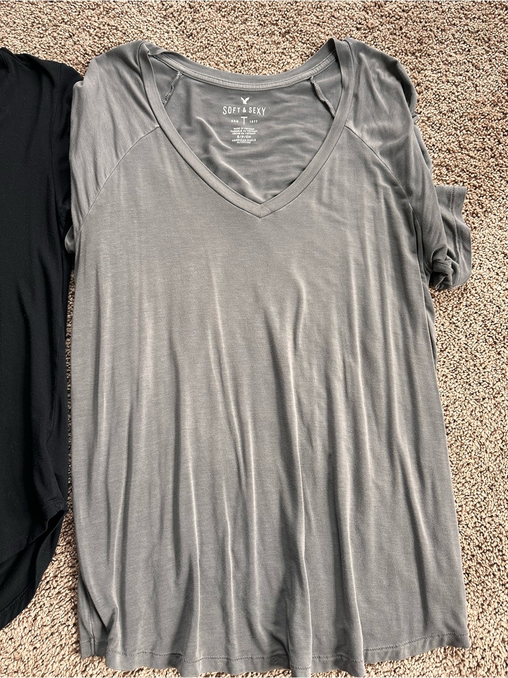 American Eagle Outfitters Soft & Sexy V-Neck Tee Duo - Black & Gray - Picture 4 of 5